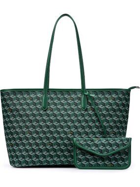 Stylish 3D Cube Tote Bag - Monogram Print Leather Weekender Shopper Handbag